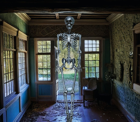 DEKORACJA SZKIELET SREBRNY 90 CM