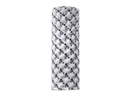 TIUL BIAŁY W CZARNE KROPKI 15 cm x 9 m