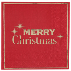 SERWETKI PAPIEROWE MERRY CHRISTMAS CZEROWEN 33X33 CM