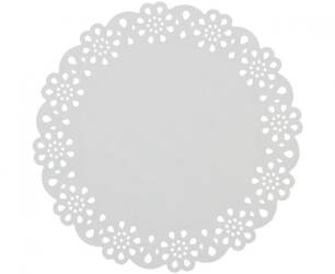 SERWETKA DEKORACYJNA BIAŁA OKRĄGŁA 27 CM 12 SZT.