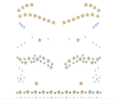 DEKORACJA NA TWARZ SREBRNO-ZŁOTE KRYSZTAŁKI