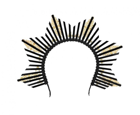 Diadem Astra korona na opasce tiara czarno-złota królowa bogini