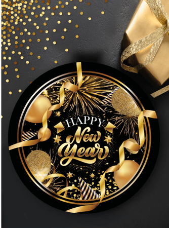 MISKA SYLWESTROWA 32 CM HAPPY NEW YEAR