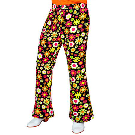 SPODNIE MĘSKIE LATA 70 CZARNE W STOKROTKI