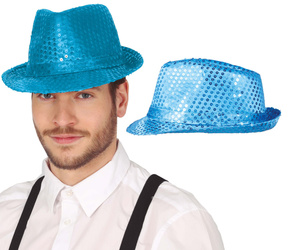 KAPELUSZ CEKINOWY NIEBIESKI