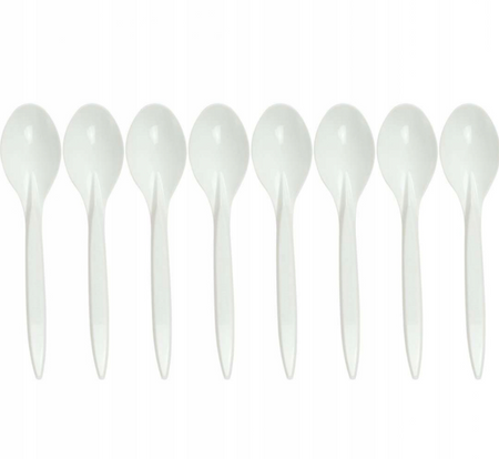 ŁYŻKI WIELORAZOWE BIAŁE 18 CM 8 SZT