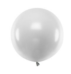 BALON LATEKSOWY METALLIC 60 CM  1 SZT OKRĄGŁY SILVER SNOW