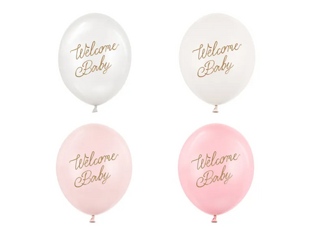 BALONY LATEKSOWE 30 CM WELCOME BABY 6 SZT RÓŻ
