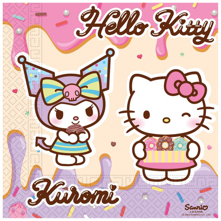 ZESTAW HELLO KITTY I KUROMI TALERZYKI+KUBECZKI+SERWETKI