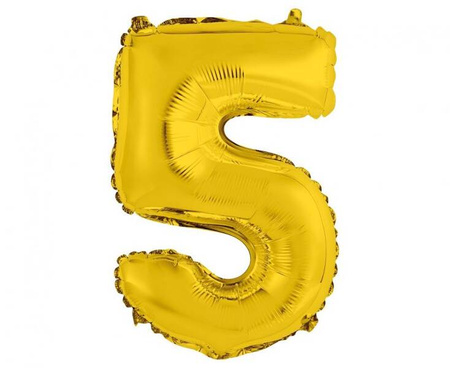 BALON FOLIOWY CYFRA 5 ZŁOTA 35 CM