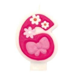 ŚWIECZKA CYFRA 6 RÓŻOWA