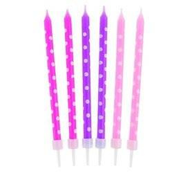 ŚWIECZKI GROCHY RÓŻOWO-FIOLETOWE, 24SZT.
