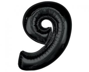 BALON FOLIOWY CYFRA 9 CZARNA 92 CM