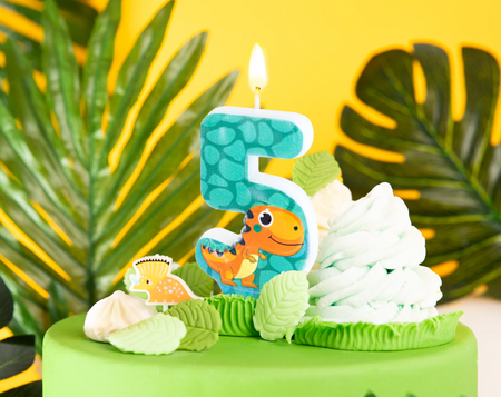 ŚWIECZKA NA TORT DINOZAUR CYFRA 5 