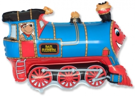 BALON FOLIOWY POCIĄG NIEBIESKI 61 CM