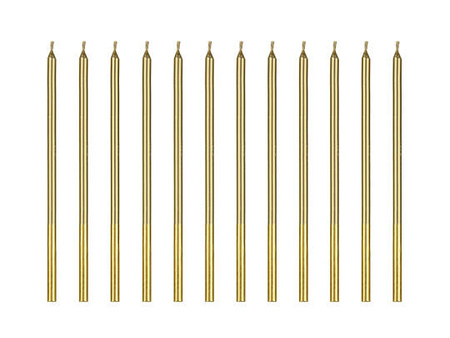 ŚWIECZKI URODZINOWE GŁADKIE ZŁOTE 14 CM 12 SZT.