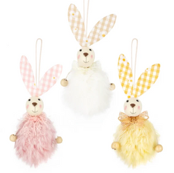 DEKORACJA ZAWIESZKA FUTRZANA ZAJĄCZEK MIX 1 SZT WIELKANOC
