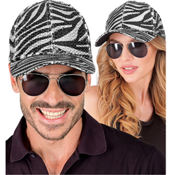 CZAPKA Z DASZKIEM CEKINOWA ZEBRA