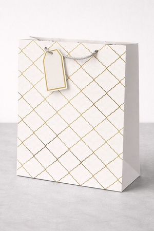 TORBA PREZENTOWA BIAŁA TEKSTURA SKÓRY 32 X 26 X 12 CM 