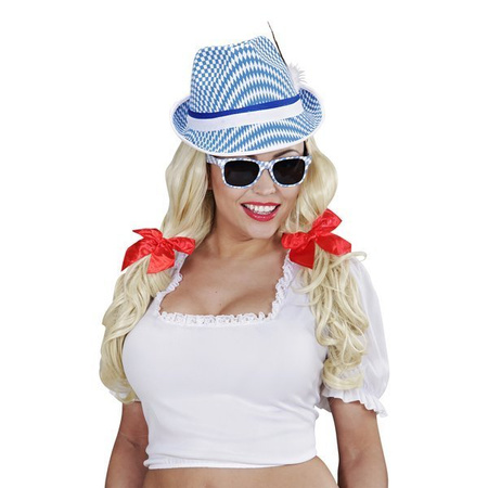 OKULARY BAWARSKIE NIEBIESKO-BIAŁA KRATKA 