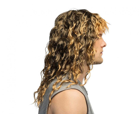 PERUKA KRĘCONE BRĄZOWE LOKI ROCKMAN