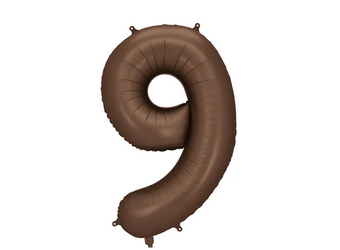 BALON FOLIOWY CYFRA 9 86CM MOCCA