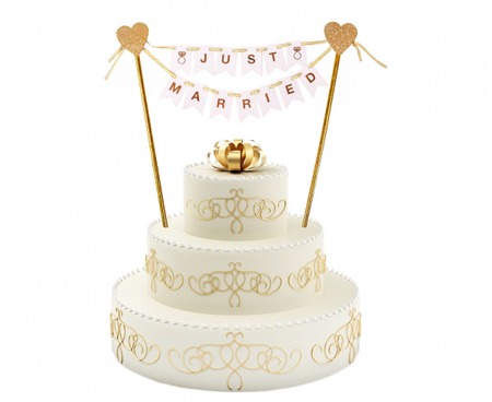 TOPPER GIRLANDA NA TORT JUST MARRIED 25 CM