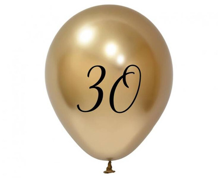 BALONY 30 CYFRA 30 CM 5 SZT ZŁOTE 