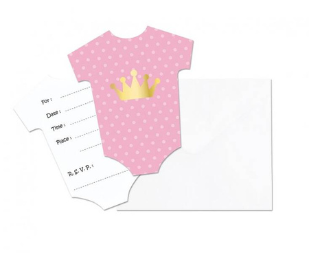 Zaproszenia urodzinowe Little girl różowe 6 szt. baby shower urodziny