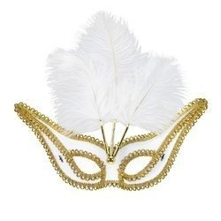 MASKA BIAŁA Z PIÓRAMI