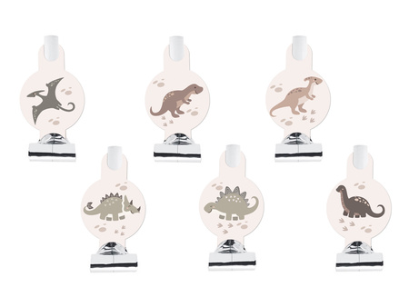 GWIZDKI TRĄBKI URODZINOWE DINOZAURY 6 SZT