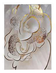 TORBA PREZENTOWA SZARO-ZŁOTA KWIAT 26X32X10 CM