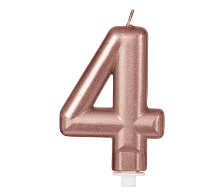 ŚWIECZKA URODZINOWA CYFRA 4 RÓŻOWE ZŁOTO 8 CM