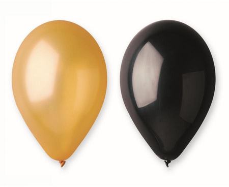 BALONY ZŁOTE CZARNE 30 CM 5 SZT. 