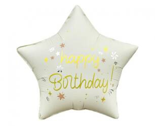 BALON FOLIOWY HAPPY BIRTHDAY BIAŁY 18 CALI 44 CM