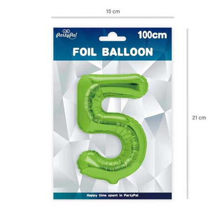BALON FOLIOWY 100 CM CYFRA 5 ZIELONY