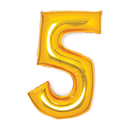 BALON FOLIOWY CYFRA 5 ZŁOTY 66 CM