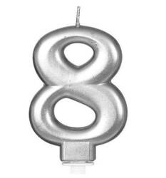 ŚWIECZKA URODZINOWA 8 SREBRNA
