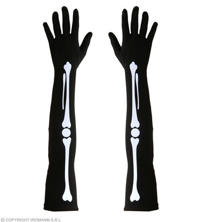 RĘKAWICZKI CZARNE DŁUGIE KOŚCI