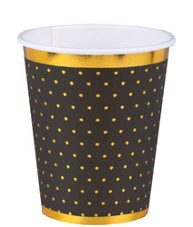 KUBECZKI PAPIEROWE ZŁOTE KROPKI CZARNE 270 ML 10 SZT