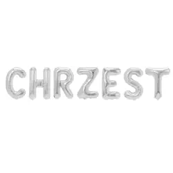 BALON FOLIOWY NAPIS CHRZEST SREBRNY 40CM