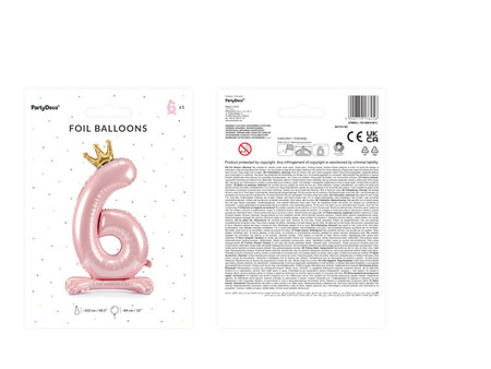 STOJĄCY BALON FOLIOWY CYFRA 6 J.RÓŻ