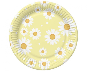 TALERZYKI PAPIEROWE ŻÓŁTE STOKROTKI 18 CM