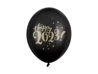 BALONY CZARNE HAPPY 2023! 30 CM 50 SZT