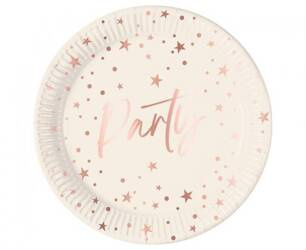 TALERZYKI PAPIEROWE ROSE GOLD PARTY 23 CM 8 SZT.