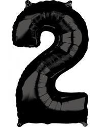 BALON FOLIOWY CYFRA 2 CZARNY 66 CM