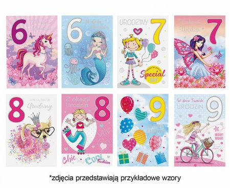 Laurka z cyframi na gąbkach exclusive B6GE 117x167 Urodziny Dziecięce zest. 625 Dziecięce - 6-9 lat, Cyfry, Dziewczynka