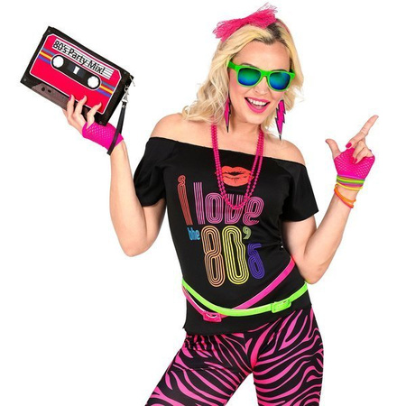 ZESTAW NEONOWY RÓŻOWY LATA 80