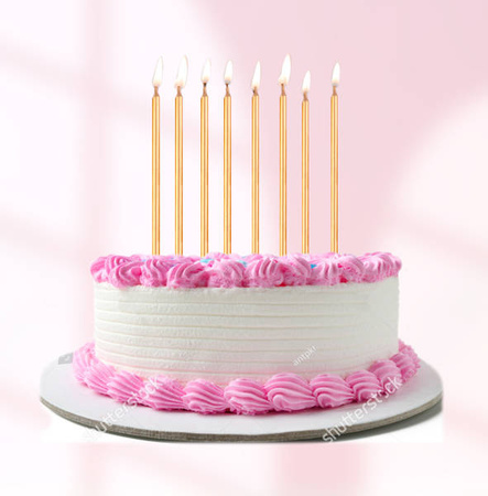 ŚWIECZKI NA TORT METALICZNE ZŁOTE 16 SZT, 12 CM