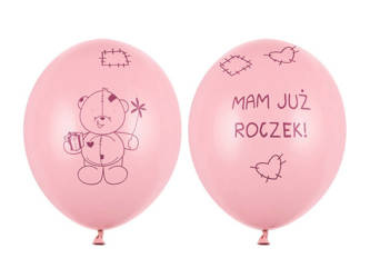 BALONY 30cm, MAM JUŻ ROCZEK, RÓŻ 6 szt.